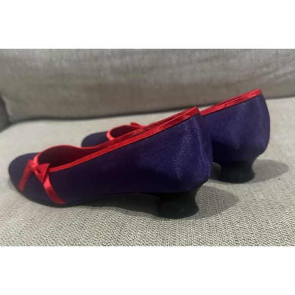 Grasshoppers Red Hat Society Purple Satin Bow Heels Women's Size 6.5 - Picture 5 of 10